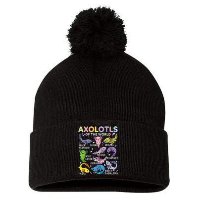 Axolotls Of The World Axolotl Kawaii Animals Salamander Pom Pom 12in Knit Beanie