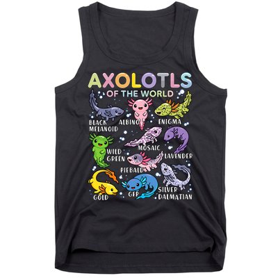 Axolotls Of The World Axolotl Kawaii Animals Salamander Tank Top