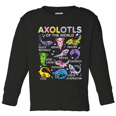 Axolotls Of The World Axolotl Kawaii Animals Salamander Toddler Long Sleeve Shirt