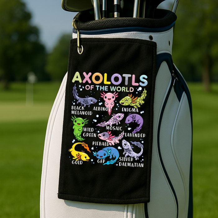 Axolotls Of The World Axolotl Kawaii Animals Salamander Golf Towel
