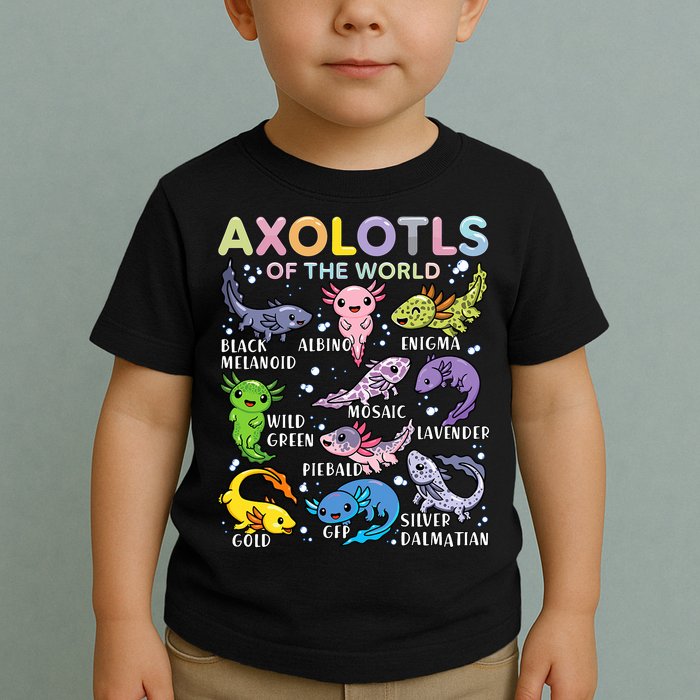 Axolotls Of The World Axolotl Kawaii Animals Salamander Toddler T-Shirt