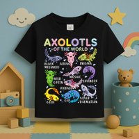 Axolotls Of The World Axolotl Kawaii Animals Salamander Toddler T-Shirt