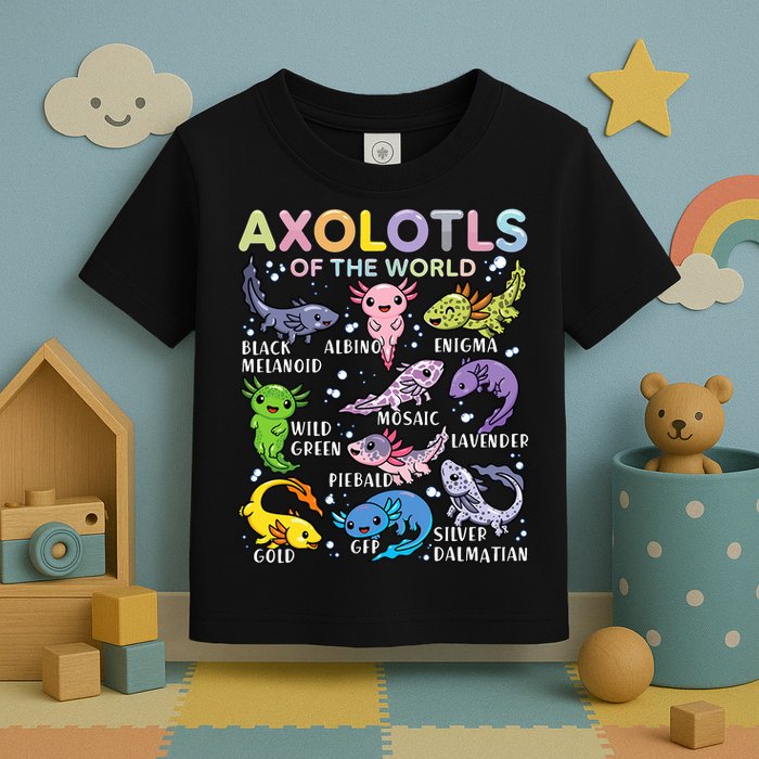 Axolotls Of The World Axolotl Kawaii Animals Salamander Toddler T-Shirt