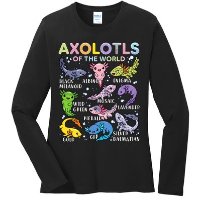Axolotls Of The World Axolotl Kawaii Animals Salamander Ladies Long Sleeve Shirt