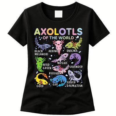 Axolotls Of The World Axolotl Kawaii Animals Salamander Womens T-Shirt
