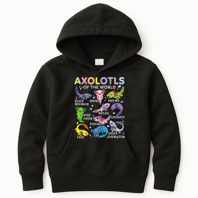 Axolotls Of The World Axolotl Kawaii Animals Salamander Kids Hoodie