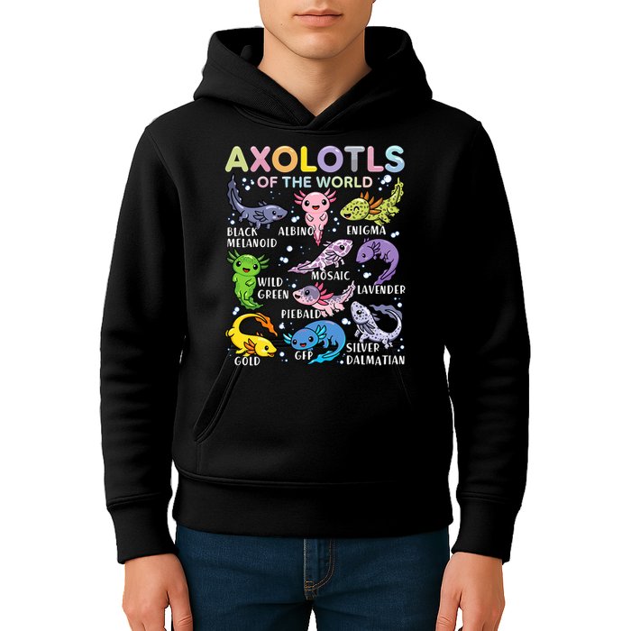 Axolotls Of The World Axolotl Kawaii Animals Salamander Kids Hoodie