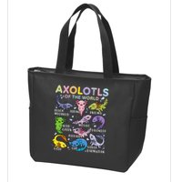 Axolotls Of The World Axolotl Kawaii Animals Salamander Zip Tote Bag