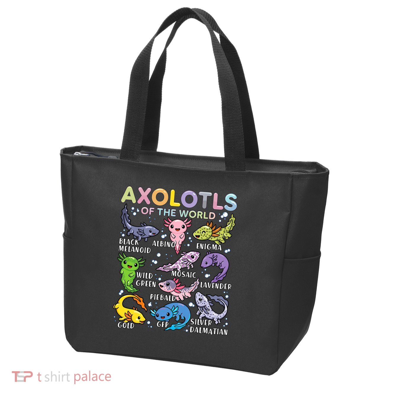 Axolotls Of The World Axolotl Kawaii Animals Salamander Zip Tote Bag