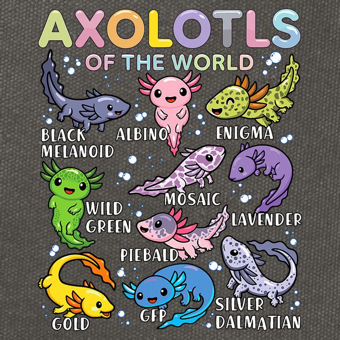 Axolotls Of The World Axolotl Kawaii Animals Salamander Cotton Canvas Backpack