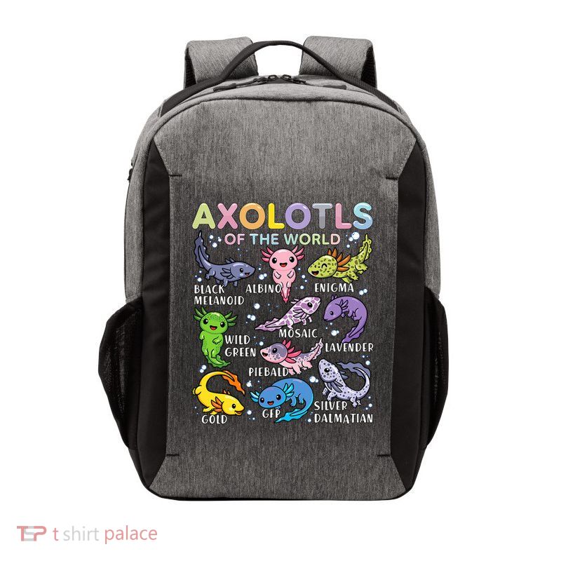 Axolotls Of The World Axolotl Kawaii Animals Salamander Vector Backpack