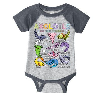 Axolotls Of The World Axolotl Kawaii Animals Salamander Infant Baby Jersey Bodysuit