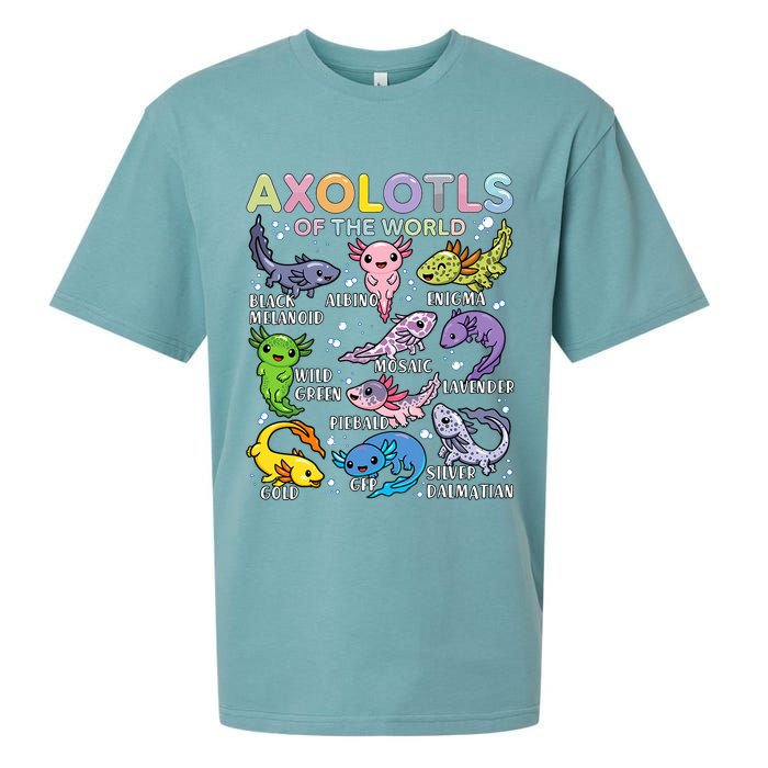 Axolotls Of The World Axolotl Kawaii Animals Salamander Sueded Cloud Jersey T-Shirt