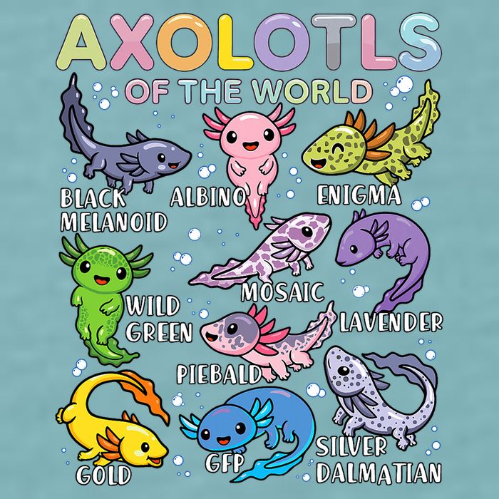 Axolotls Of The World Axolotl Kawaii Animals Salamander Sueded Cloud Jersey T-Shirt