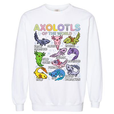 Axolotls Of The World Axolotl Kawaii Animals Salamander Garment-Dyed Sweatshirt