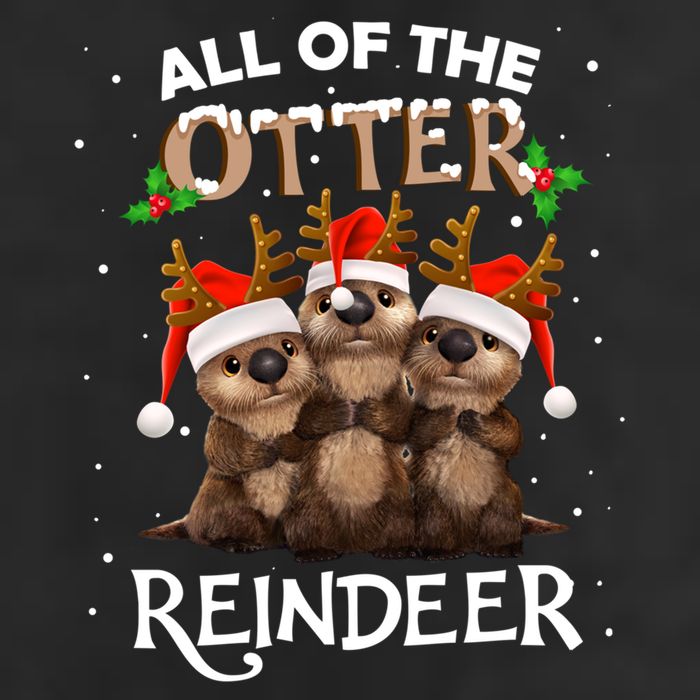 All Of The Otter Reindeer Christmas Funny Cute Gift 7 Panel Mesh Trucker Snapback Hat