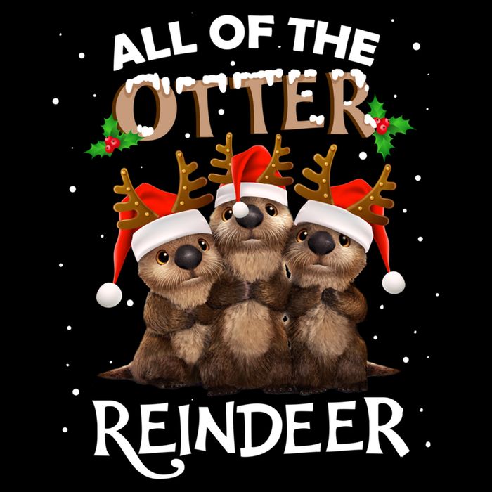 All Of The Otter Reindeer Christmas Funny Cute Gift Flatbill Hat