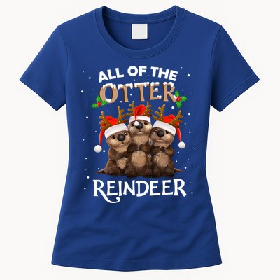 All Of The Otter Reindeer Christmas Funny Cute Gift Womens T-Shirt