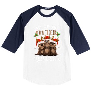 All Of The Otter Reindeer Christmas Funny Cute Gift Baseball Sleeve Shirt