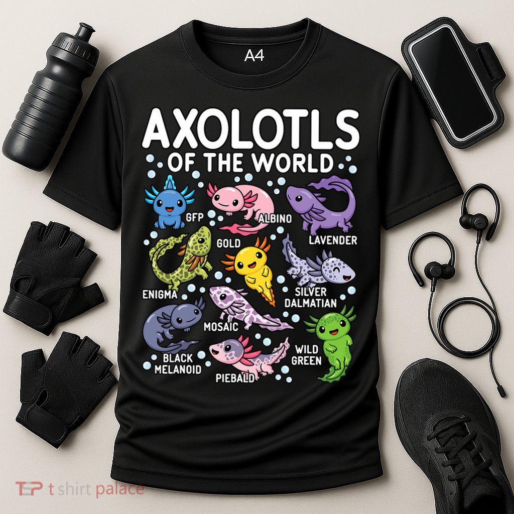 Axolotls Of The World Cute Kawaii Axolotl Performance Shirt