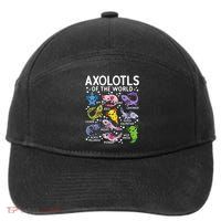 Axolotls Of The World Cute Kawaii Axolotl 7-Panel Snapback Hat
