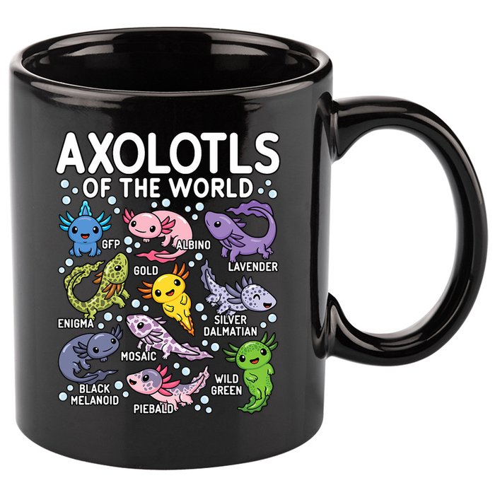 Axolotls Of The World Cute Kawaii Axolotl 11oz C Handle Ceramic Mug