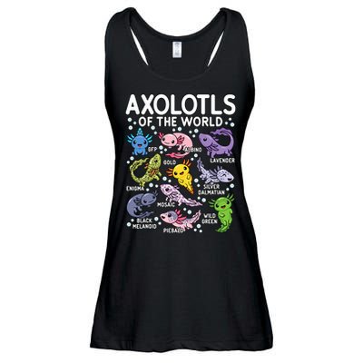 Axolotls Of The World Cute Kawaii Axolotl Ladies Essential Flowy Tank