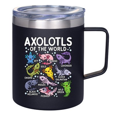 Axolotls Of The World Cute Kawaii Axolotl 12oz Stainless Steel Coffee Mug