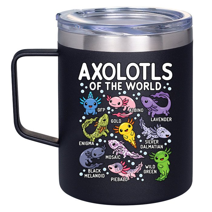 Axolotls Of The World Cute Kawaii Axolotl 12oz Stainless Steel Coffee Mug
