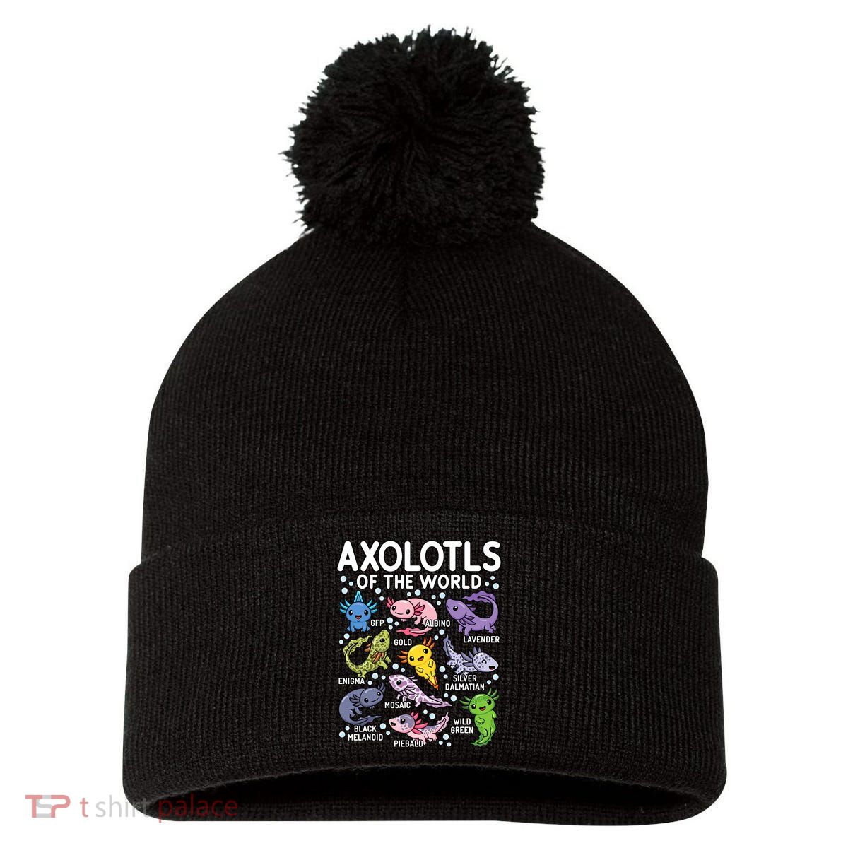 Axolotls Of The World Cute Kawaii Axolotl Pom Pom 12in Knit Beanie