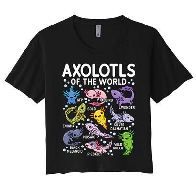 Axolotls Of The World Cute Kawaii Axolotl Crop Top