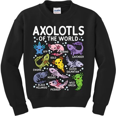 Axolotls Of The World Cute Kawaii Axolotl Kids Sweatshirt