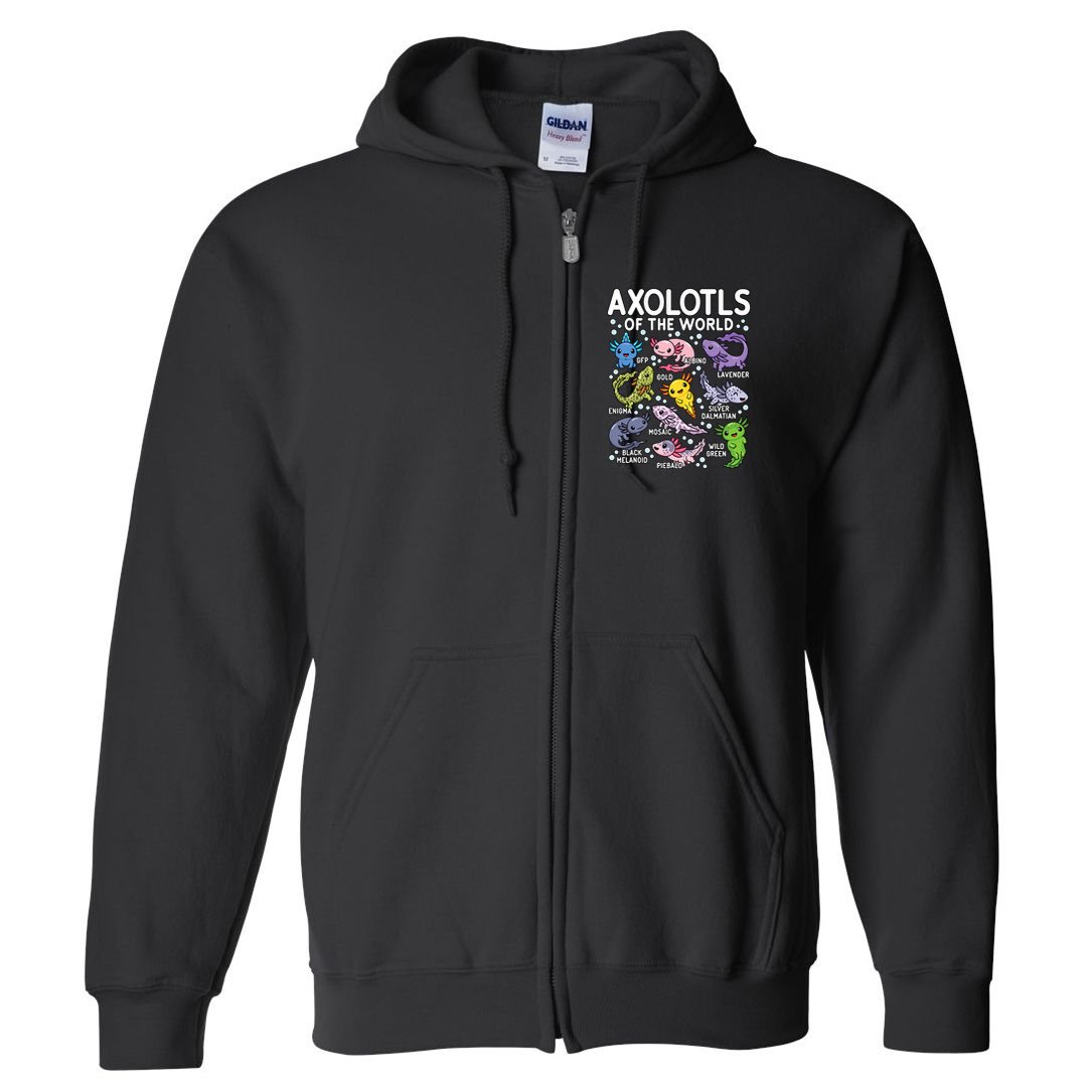 Axolotls Of The World Cute Kawaii Axolotl Full Zip Hoodie