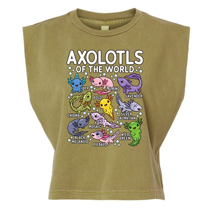 Axolotls Of The World Cute Kawaii Axolotl Garment-Dyed Women's Muscle Tee