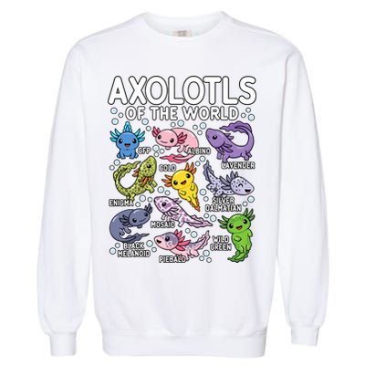 Axolotls Of The World Cute Kawaii Axolotl Garment-Dyed Sweatshirt