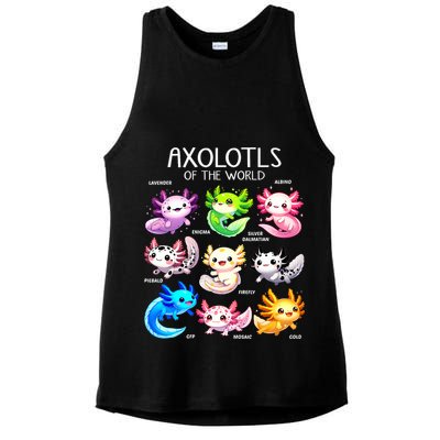 Axolotls Of The World Kawaii Types Of Axolotl Fish Amphibian Ladies PosiCharge Tri-Blend Wicking Tank
