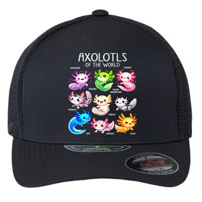 Axolotls Of The World Kawaii Types Of Axolotl Fish Amphibian Flexfit Unipanel Trucker Cap