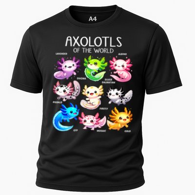 Axolotls Of The World Kawaii Types Of Axolotl Fish Amphibian Performance Shirt