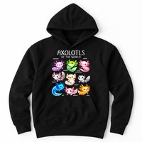 Axolotls Of The World Kawaii Types Of Axolotl Fish Amphibian Hoodie