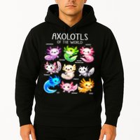 Axolotls Of The World Kawaii Types Of Axolotl Fish Amphibian Hoodie