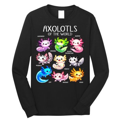 Axolotls Of The World Kawaii Types Of Axolotl Fish Amphibian Long Sleeve Shirt