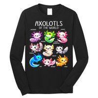 Axolotls Of The World Kawaii Types Of Axolotl Fish Amphibian Long Sleeve Shirt