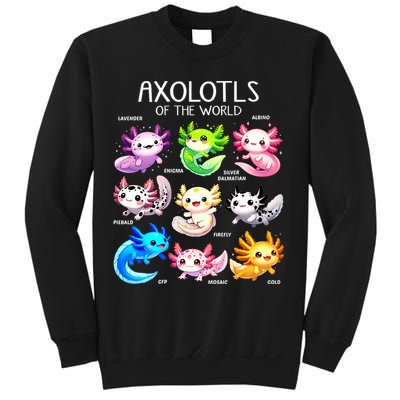 Axolotls Of The World Kawaii Types Of Axolotl Fish Amphibian Sweatshirt