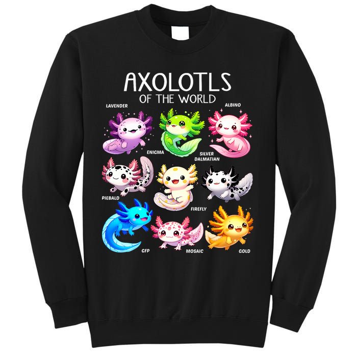 Axolotls Of The World Kawaii Types Of Axolotl Fish Amphibian Sweatshirt