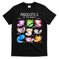 Axolotls Of The World Kawaii Types Of Axolotl Fish Amphibian T-Shirt