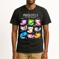 Axolotls Of The World Kawaii Types Of Axolotl Fish Amphibian Tall T-Shirt