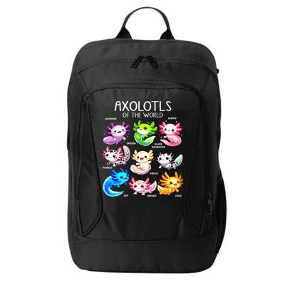 Axolotls Of The World Kawaii Types Of Axolotl Fish Amphibian City Backpack