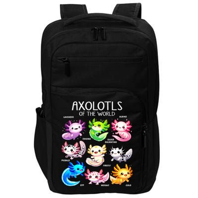 Axolotls Of The World Kawaii Types Of Axolotl Fish Amphibian Impact Tech Backpack