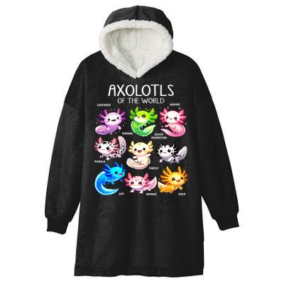 Axolotls Of The World Kawaii Types Of Axolotl Fish Amphibian Hooded Wearable Blanket