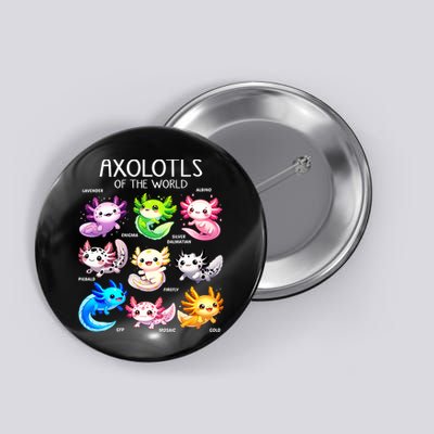 Axolotls Of The World Kawaii Types Of Axolotl Fish Amphibian Button